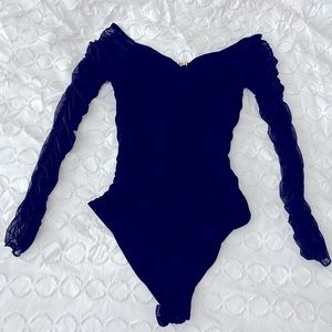 Black sheer-sleeve Bodysuit